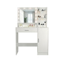 Vanity Desk With Mirror And Adjustable LED Lights, 3 Lighting Modes, Drawer And Storage Cabinet - White