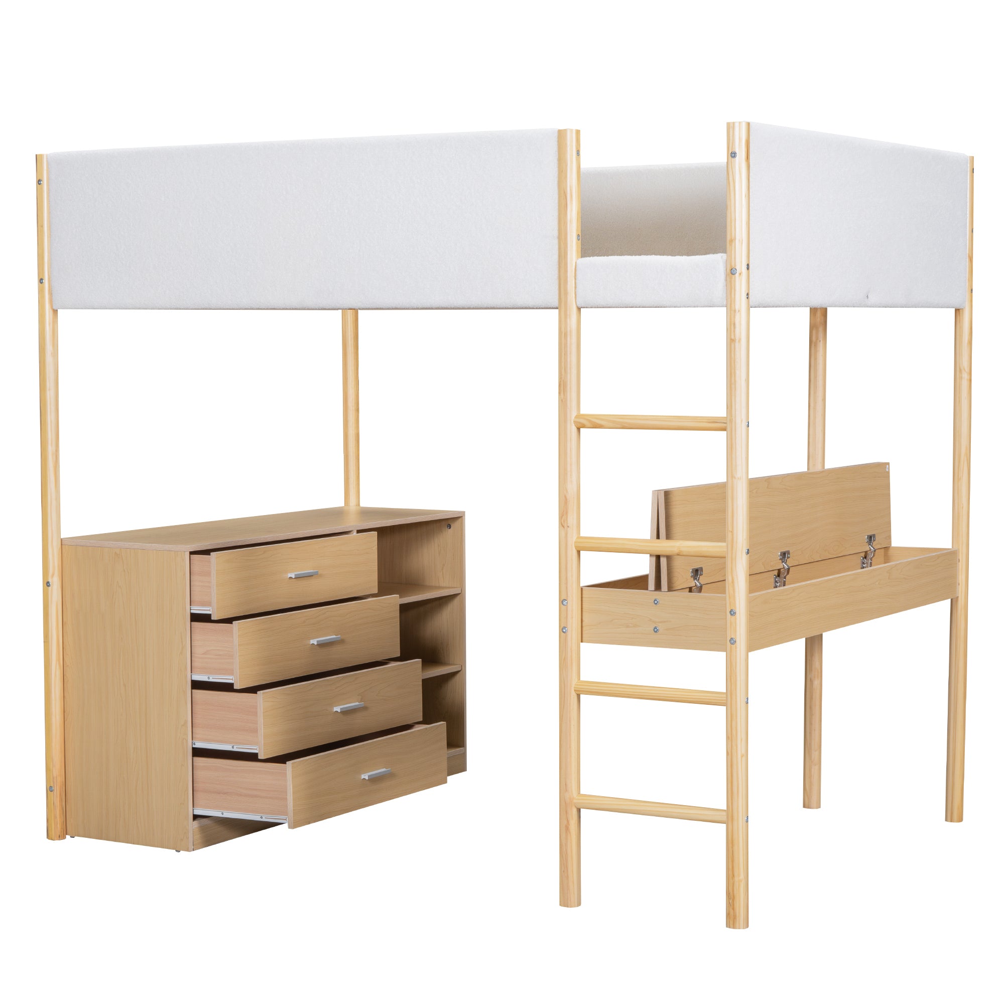 Full Size Teddy FleeceLoft Bed Wood Bed, Natural - Atlantic Fine Furniture Melbourne FL