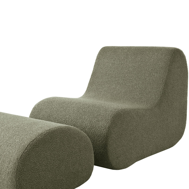 Curved Lounge Chair With Ottoman And High Resilience Foam