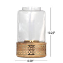 Lippert Boho Handcrafted Mango Wood Hurricane Candle Holder With Tempered Glass And Metal Accents, Large - Natural