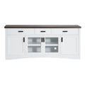 TV Console Stand, Glass Doors & Storage Drawers, Adjustable Shelves