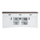 TV Console Stand, Glass Doors & Storage Drawers, Adjustable Shelves