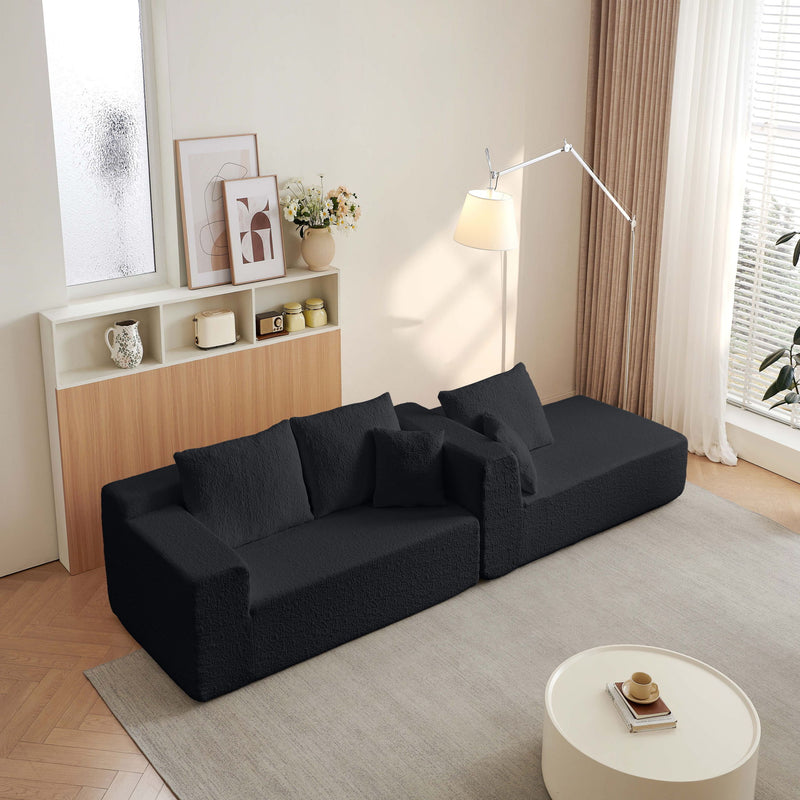 Modular Cloud Sectional Couch With L Shape Chaise - Black