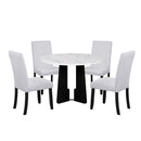 5 Piece Round Dining Table Set, Modern Dining Table And 4 Upholstered Chairs For Dining Room