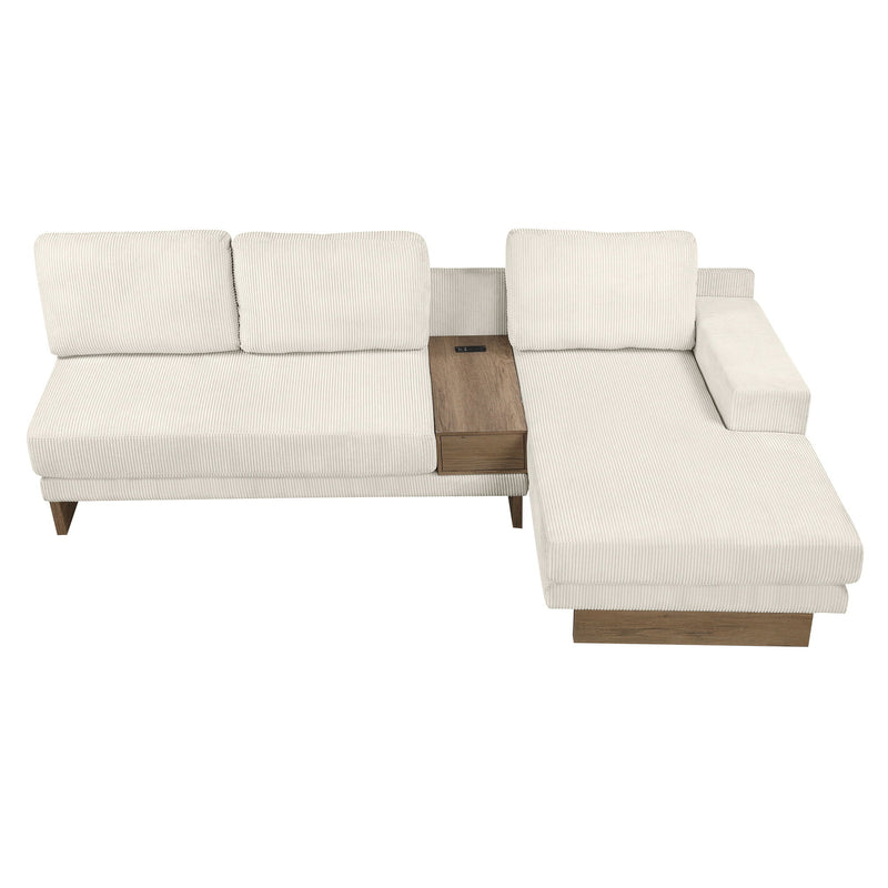 L-Shaped Sofa Sectional Sofa With Two USB Ports And Two Power Sockets, A Storage Drawer And A Reversible Chaise Lounge For Living Room