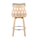 York - Mid-Century Modern Counter Stool - Natural / Light Gray