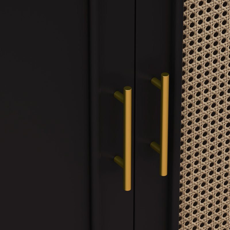 Vintage 4 Door Cabinet For Living Room - Black