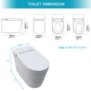 Smart Toilet With Bidet Built In, Auto Open & Close, Elongated Heated Seat, Foot Sensor Flush, LED Display, Warm Water Wash - White