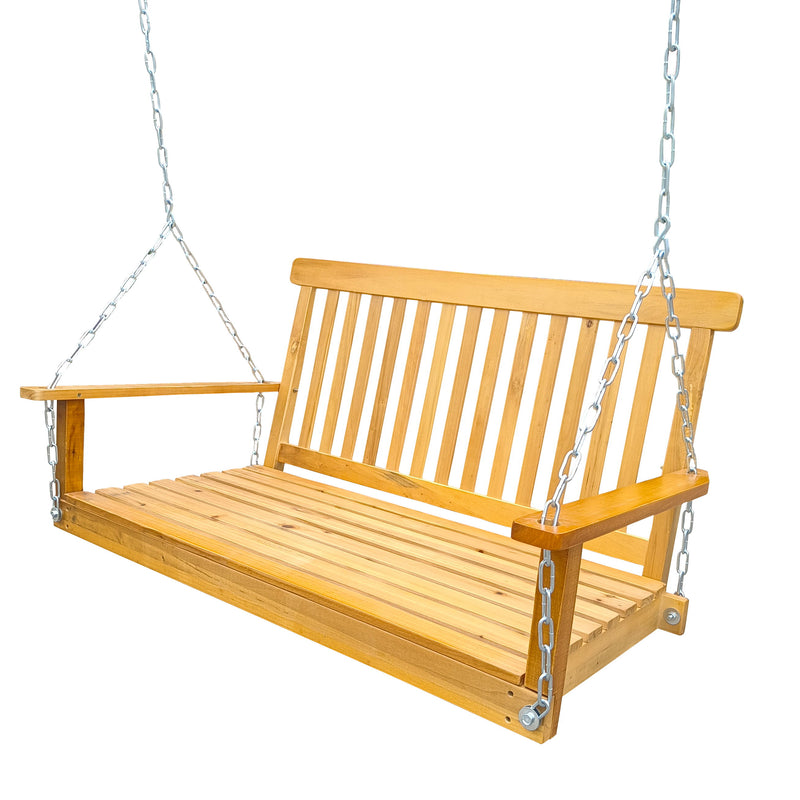 Front Porch Swing With Armrests For Outdoor Patio, Garden Yard, Backyard Or Sunroom