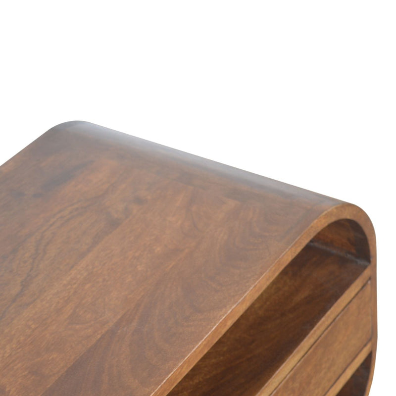 Curved Edge Media Unit With 2 Drawers - Chestnut