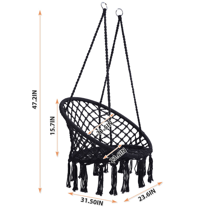 Macrame Hanging Hammock Chair, Cotton Rope Swing For Indoor And Outdoor Use
