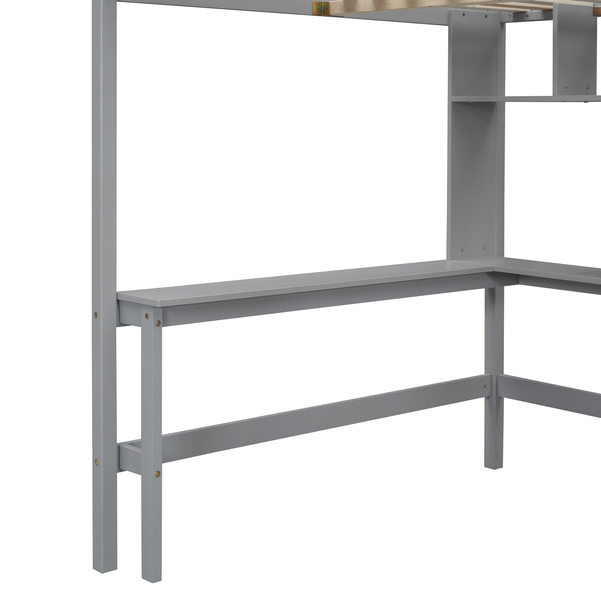 Full size Loft Bed with Bookshelf,Drawers,Desk,and Wardrobe-Gray - Atlantic Fine Furniture Melbourne FL