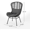 Cowan - Outdoor Wicker And Glass 3 Piece Chat Set With Cushions - Gray