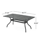 Outdoor Aluminum Dining Table With Lattice Design And Center Umbrella Hole - Black