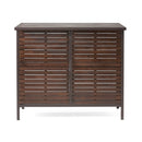 Bar Table With Slat Panel Design - Dark Brown