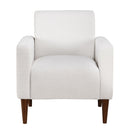 Caius - Modern Arm Chair With Boucle And Wooden Legs - White