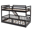 Twin Over Twin Bunk Bed with Slide and Ladder, Espresso（Old SKU:LP000009AAP）