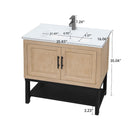Modern Freestanding Bathroom Vanity With Ceramic Sink, Hot And Cold Faucet, Storage Cabinet & Open Shelf