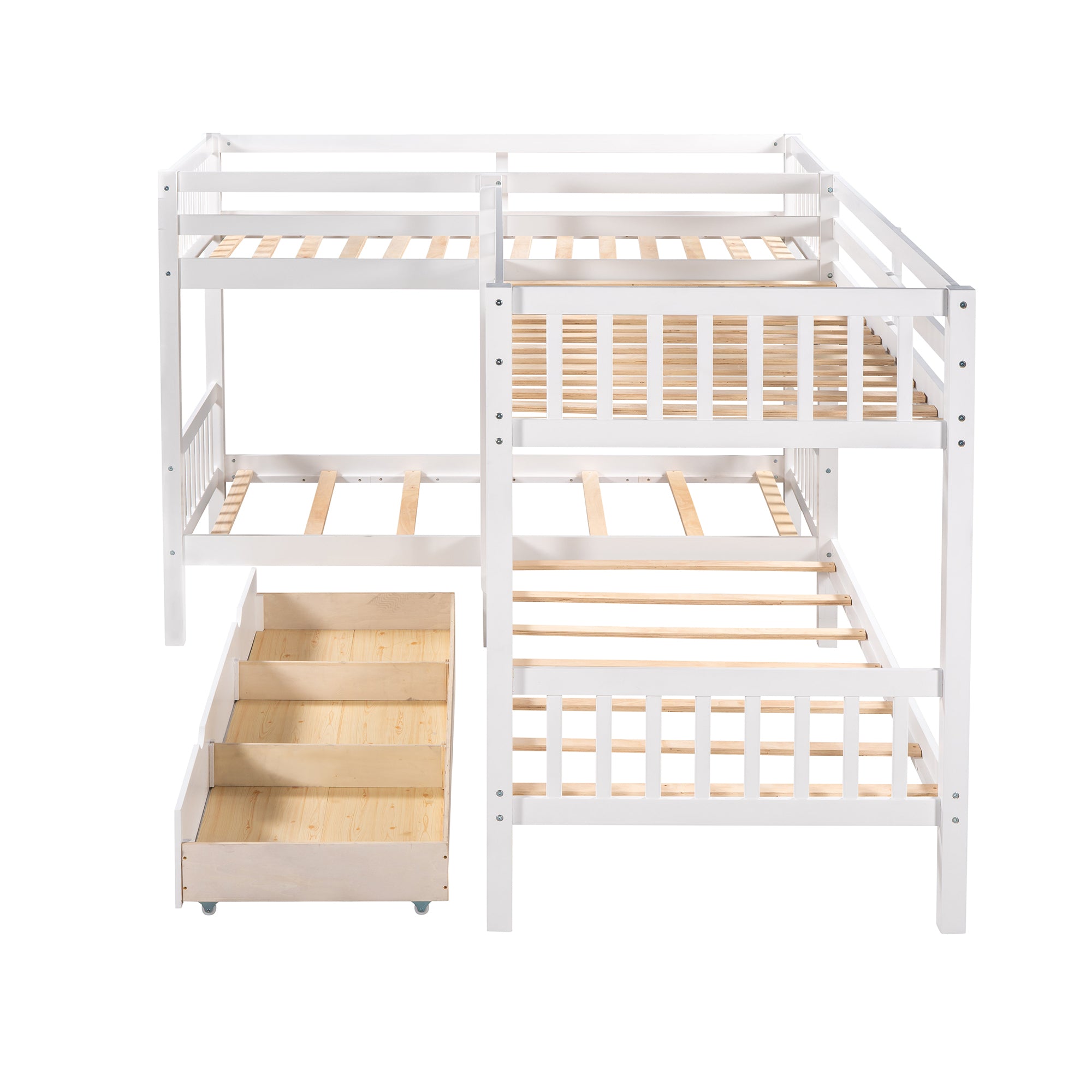 Twin L-Shaped Bunk bed with Drawers-Gray(OLD SKU :LP000038AAK) - Atlantic Fine Furniture Melbourne FL