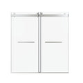 Frameless Double Sliding Soft Close Shower Door, Tempered Glass