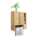 Elegant Bamboo Wall Mounted Bathroom Cabinet With Storage For Toiletries And Towels - Neutral