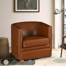 Swivel Chair With Tufted Barrel Design And Nailhead Accents