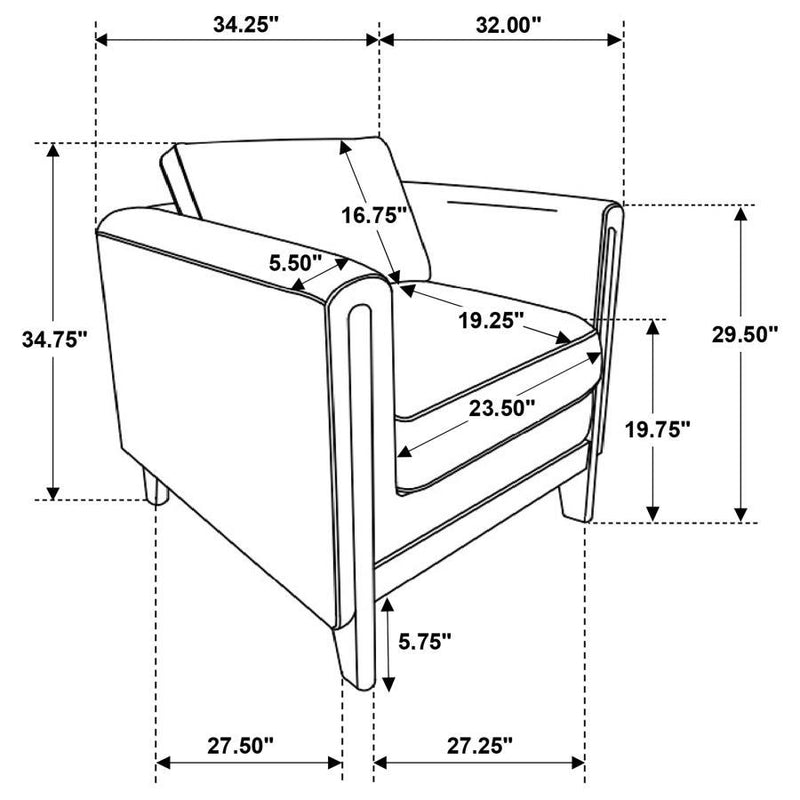 Islington - Upholstered Panel Arm Sofa Set