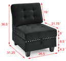 L shape Modular Sectional Sofa,DIY Combination,includes Three Single Chair ,Two Corner and Two Ottoman,Black Velvet.