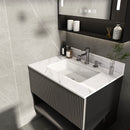 Bianco Carrara Venato Elegant Marble Vanity Top, Bathroom Vanity With Undermount Sink, Sintered Stone