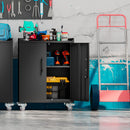 2 Door Tool Cabinets For Garage, Lockable Garage Storage Cabinet, Locking Storage Cabinet With Wheels, Rolling Tool Chest - Black