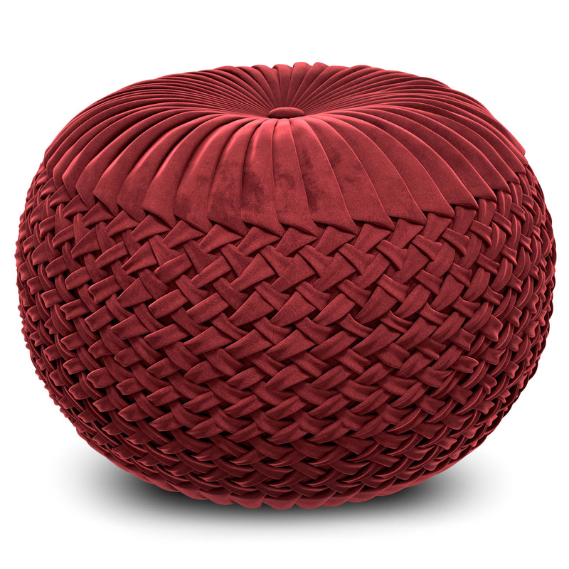 Grafton - Handcrafted Velvet Round Pouf