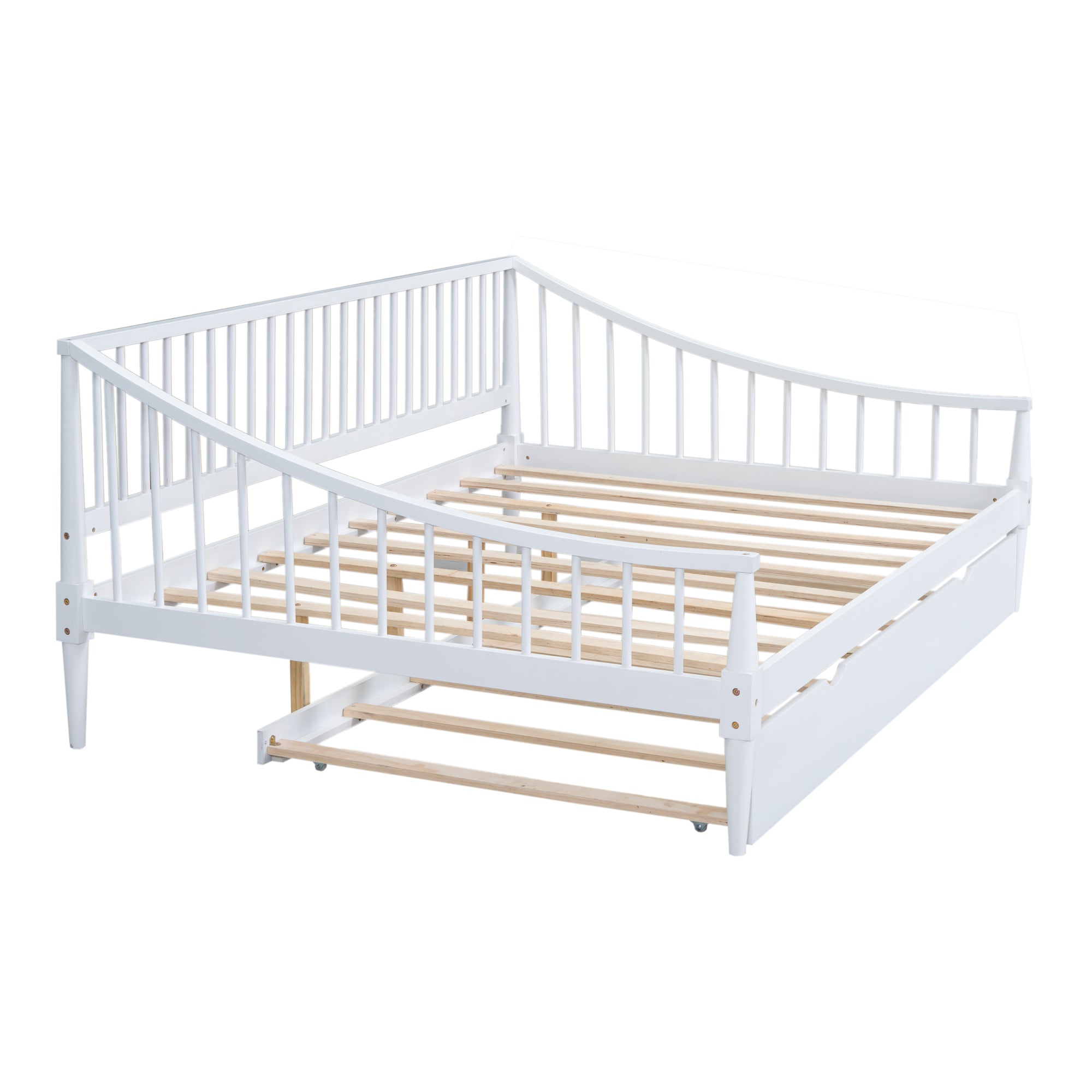 Full Size Daybed with Trundle and Support Legs, White - Atlantic Fine Furniture Melbourne FL