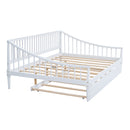 Full Size Daybed with Trundle and Support Legs, White