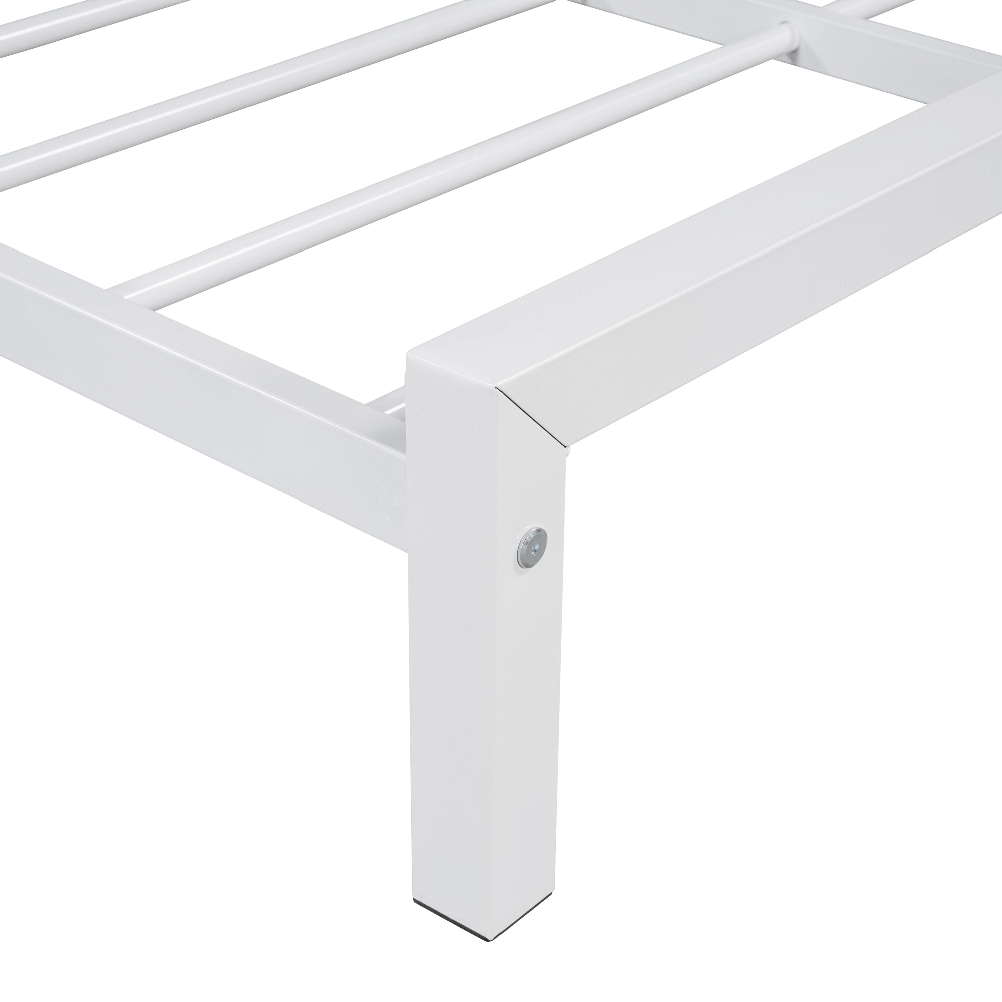Twin Size Metal Platform Bed with House-Shaped Headboard Design, White - Atlantic Fine Furniture Melbourne FL