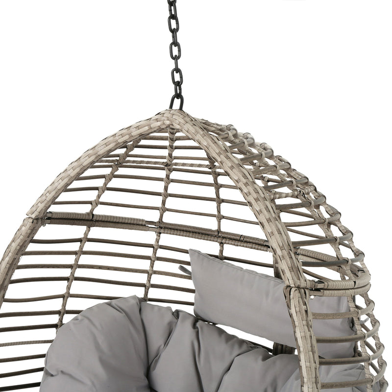 Hanging Basket Chair With Metal Frame And Seat Cushion