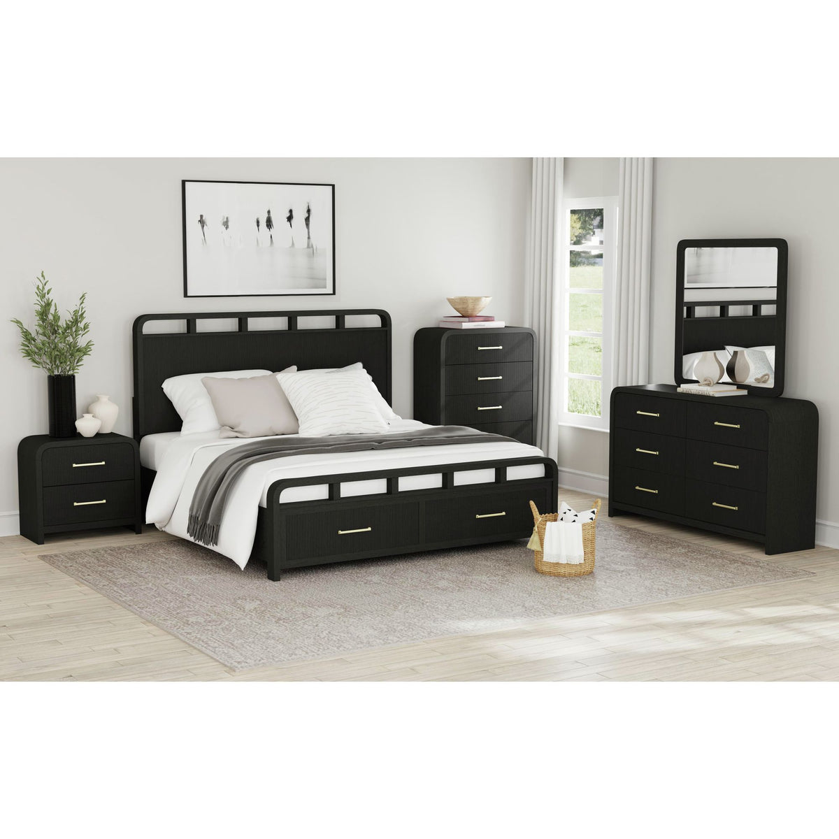 Ridgemont 2-Drawer Nightstand With USB in Black by Elements International, view 23