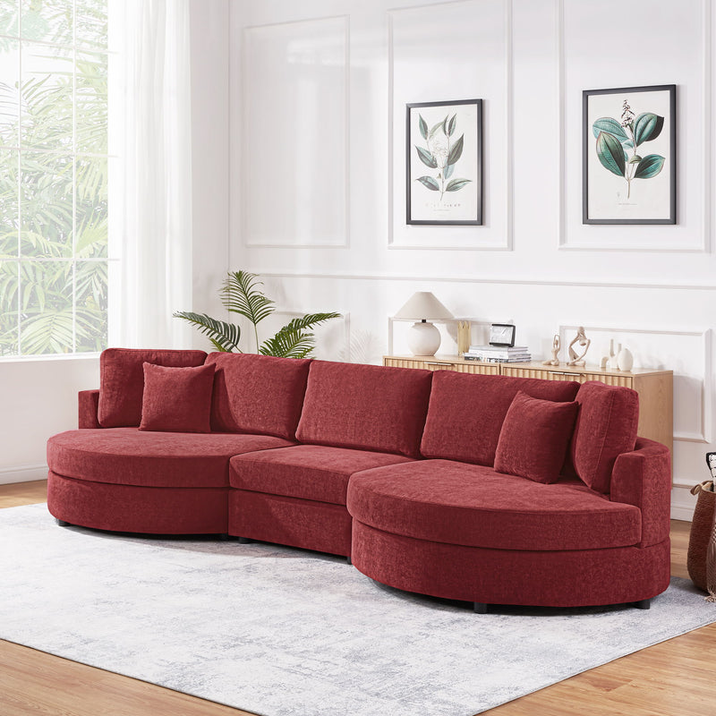 Modern 3 Seater Upholstered Sofa With Curved Design