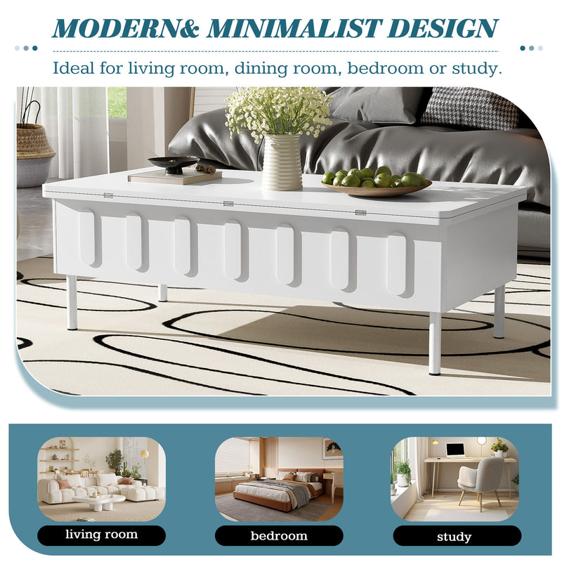 Lift Top Coffee Table With 2 Drawers With Hidden Storage Compartment For Living Room