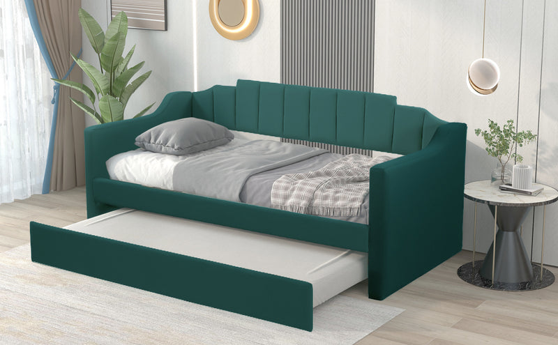 Upholstered Twin Daybed with Trundle,Green(OLD SKU:SM000218AAF)