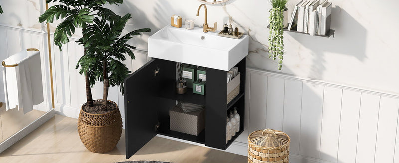 Modern Floating Bathroom Vanity With Ceramic Basin Perfect For Small Bathrooms