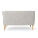 Mid Century Modern Loveseat With Polyester Upholstery And Birch Wood Frame - Beige