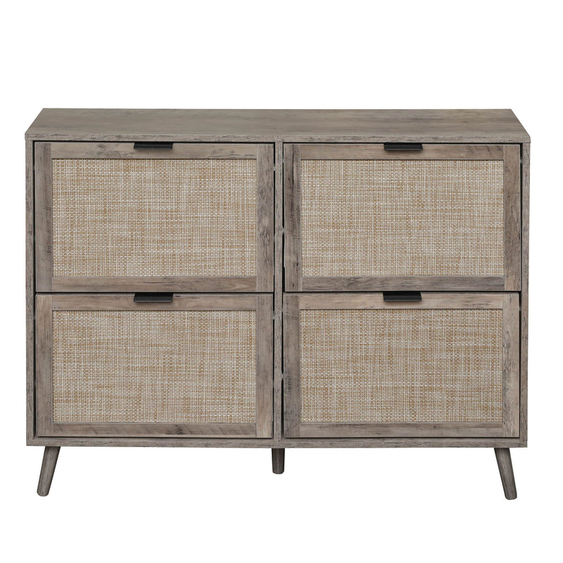 4 Door Shoe Rack, Freestanding Modern Shoe Storage Cabinet