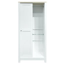 Modern Bedroom Storage Wardrobe With Hanging Rods, 2 Drawers, Open Shelves, Sliding Door - White