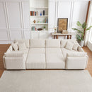 Modern Minimalist Corduroy Combination Sofa With 2 Comfort Cushions With USB & C Charging Ports