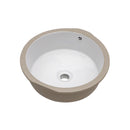 Ceramic Round Undermount Bathroom Sink With Overflow, European Style - White