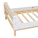 Twin Bed with Headboard, Footboard, Safeguards,  Built-in Bed-end Book Storage Rack ,White