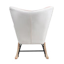 Mid Century Rocking Chair With Ottoman Patchwork Linen Wood Legs Design Living Room And Bedroom - Colorful