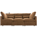 Modern Modular U-Shaped Sofa Bed With Movable Ottoman, USB Ports, Phone Holder