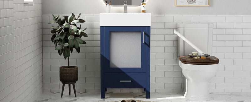 Bathroom Vanity With Ceramic Sink And Ample Storage, Ideal For Small Bathrooms