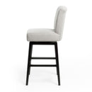 Quicksilvered - Upholstered Swivel Counter Stool With Wood Legs - Beige